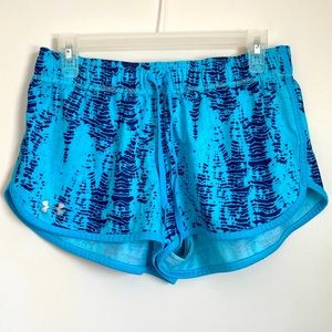 Under Armour Blue Pattern Women’s Athletic Shorts with Drawstring Waistband